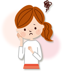 身体の不調を抱える女性のイラスト